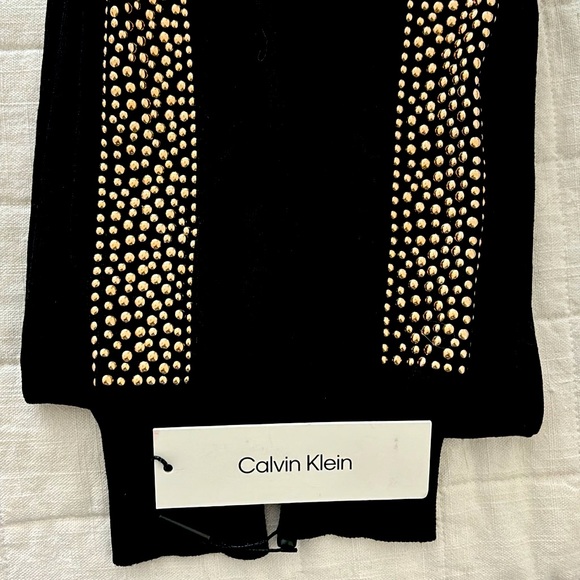 Calvin Klein Black Sweater Dress with Gold Embellishments - Picture 6 of 7